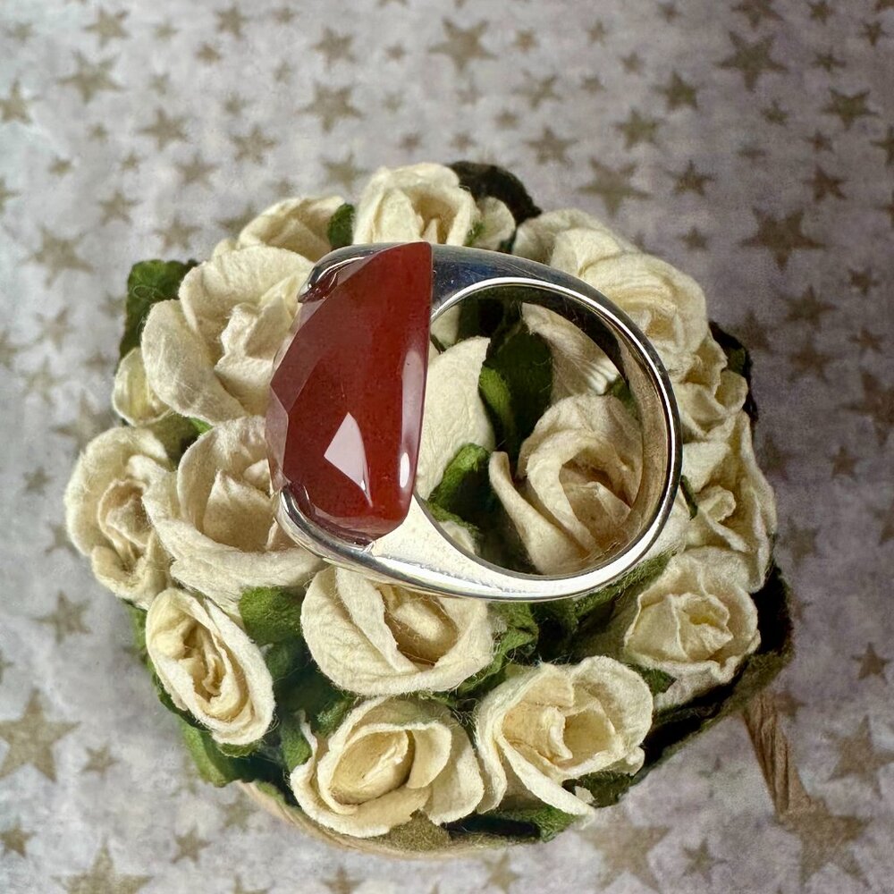 NEW Size 8 Real Sterling Silver and Genuine Carnelian Ring - Picture 5 of 6